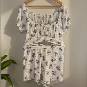 Hollister Blue and White Romper